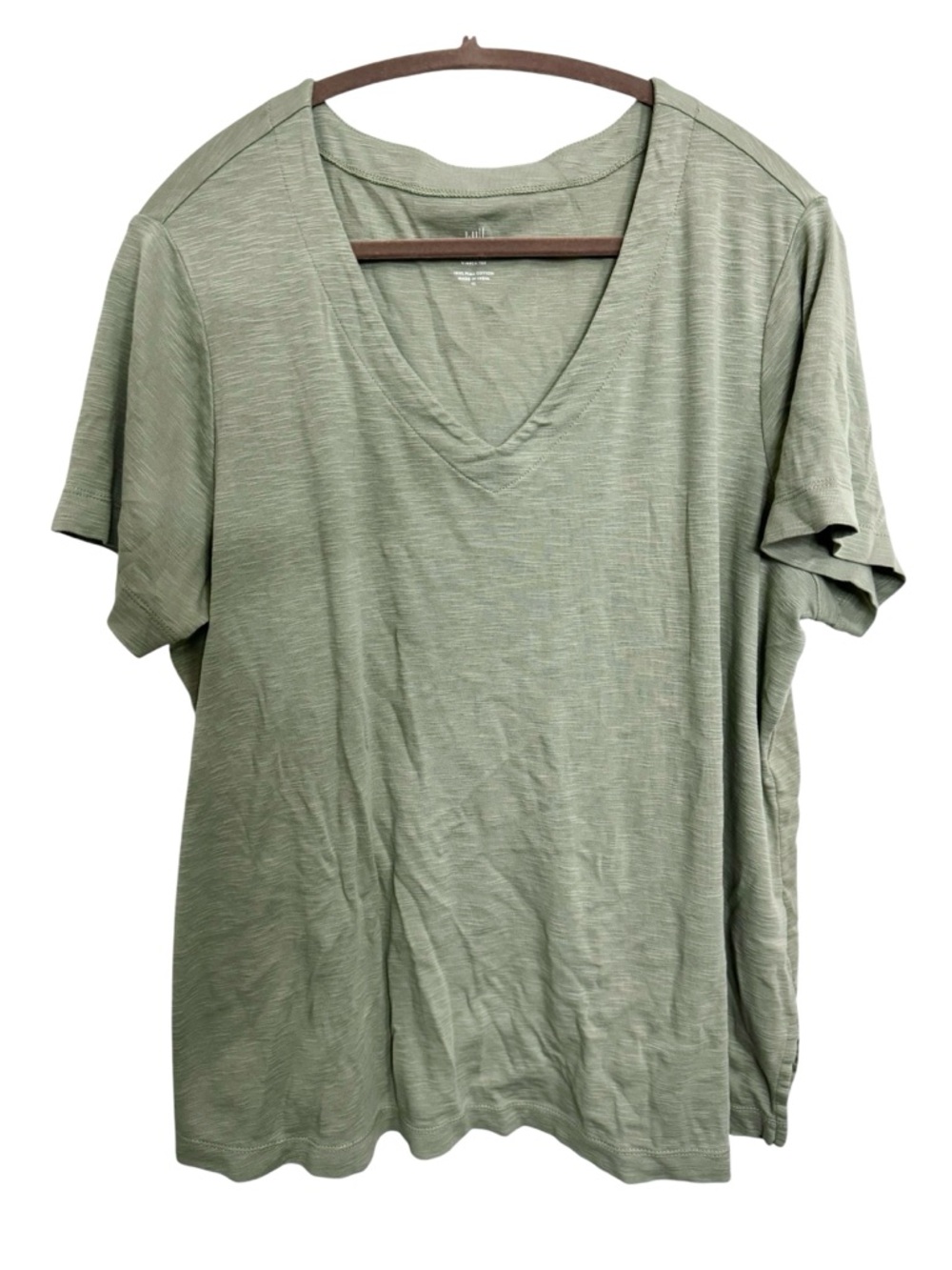 J. Jill Sage Green 100% Pima Cotton V-Neck Slub Tee Soft Longer Length Tunic
